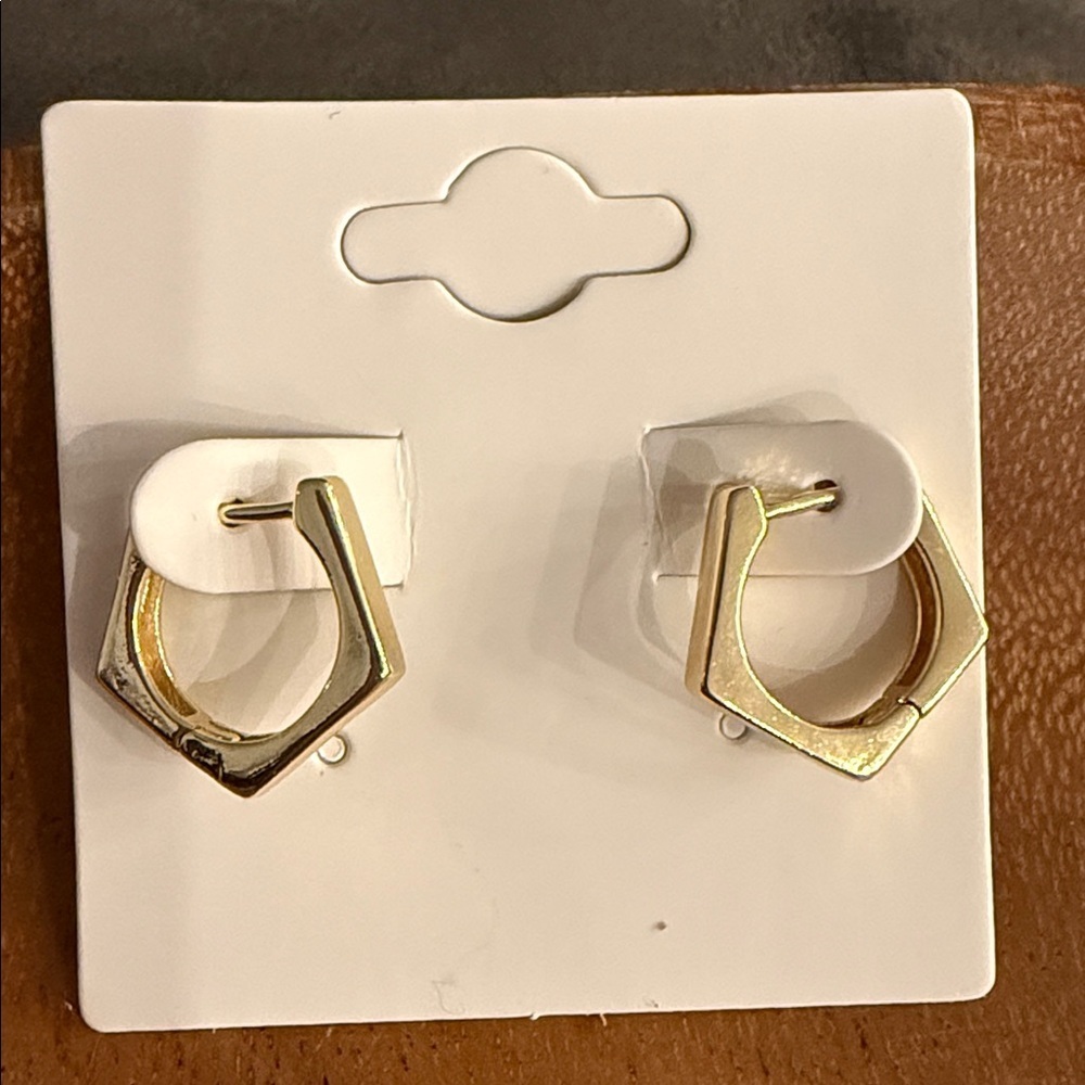 Gold Tone Square oval Hoop Earrings
